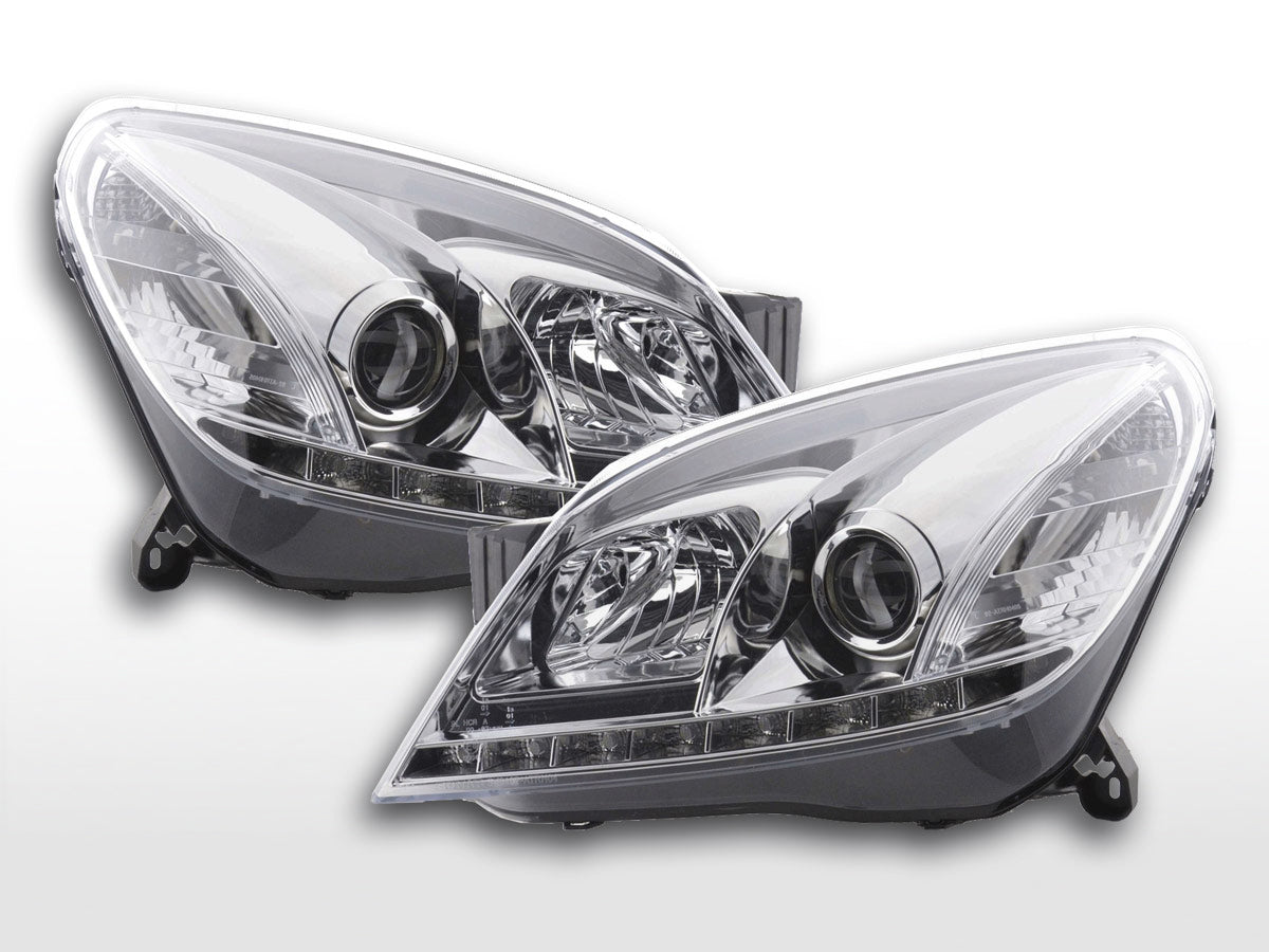 Scheinwerfer Set Daylight LED Tagfahrlicht Opel Astra H 2004-2009 chrom Scheinwerfer Set Daylight LED Tagfahrlicht Opel Astra H 2004-2009 chrom